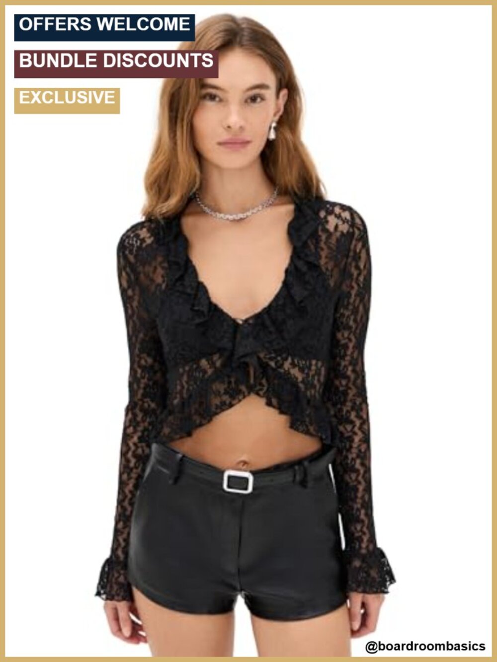 Lace Long Sleeve Nightgown with Ruffle Edges